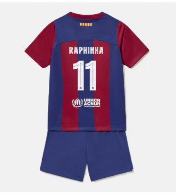 Barcelona Raphinha Belloli #11 Hjemmebanesæt Børn 2023-24 Kort ærmer (+ korte bukser)